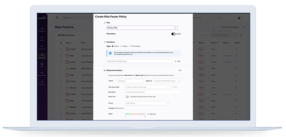 create risk factor policy screenshot