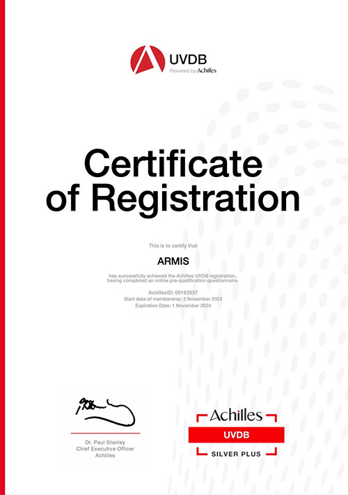 Achilles UVDB Certificate of Registration